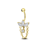 Piercing ombelico taglio marquise con catena in oro - NovaNavel