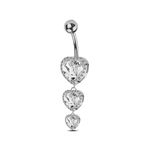 Piercing ombelico tre cuori in argento - NovaNavel