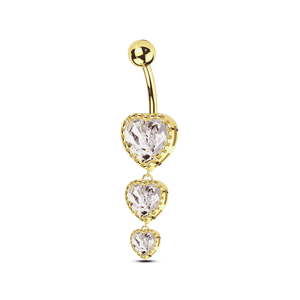 Piercing ombelico tre cuori in oro - NovaNavel