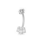 Piercing ombelico tre diamanti in argento - NovaNavel