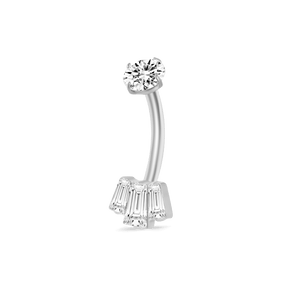 Piercing ombelico tre diamanti in argento - NovaNavel