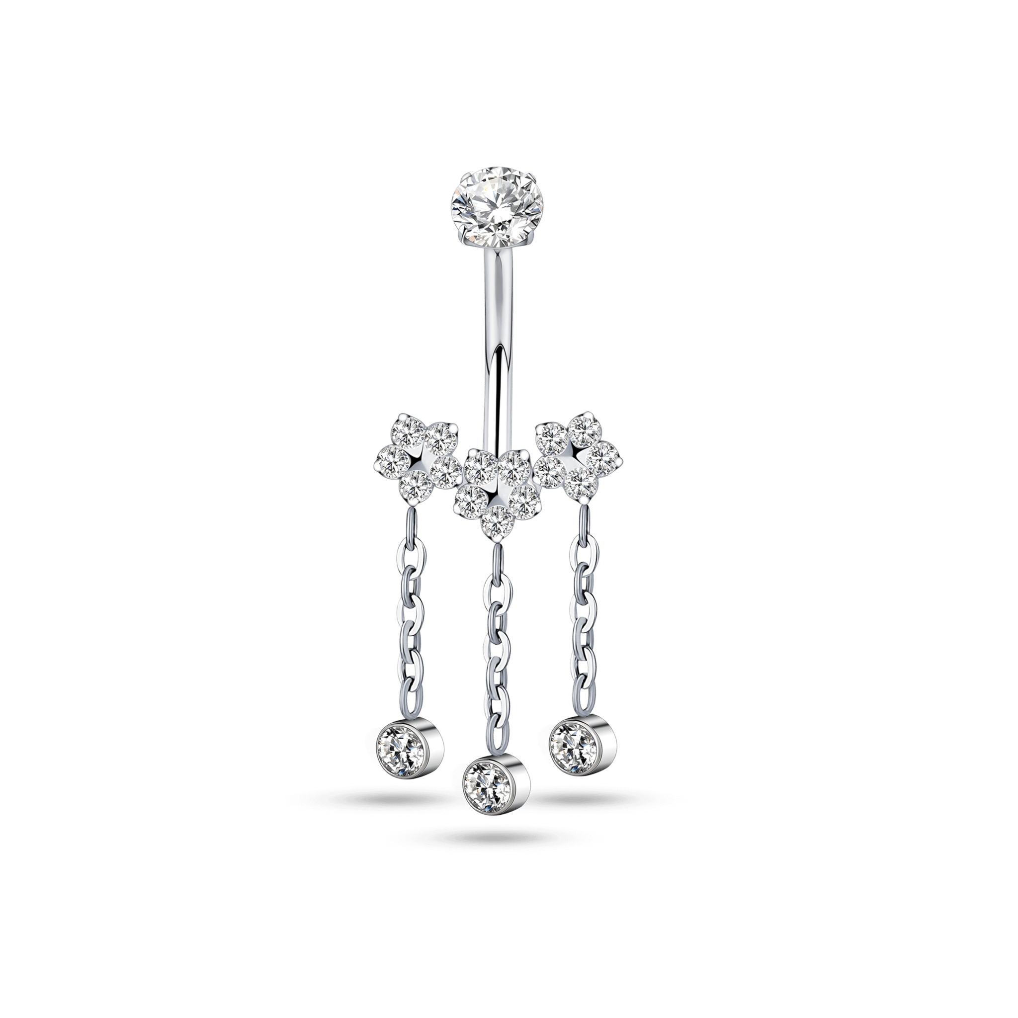 Piercing ombelico tre fiori in argento - NovaNavel