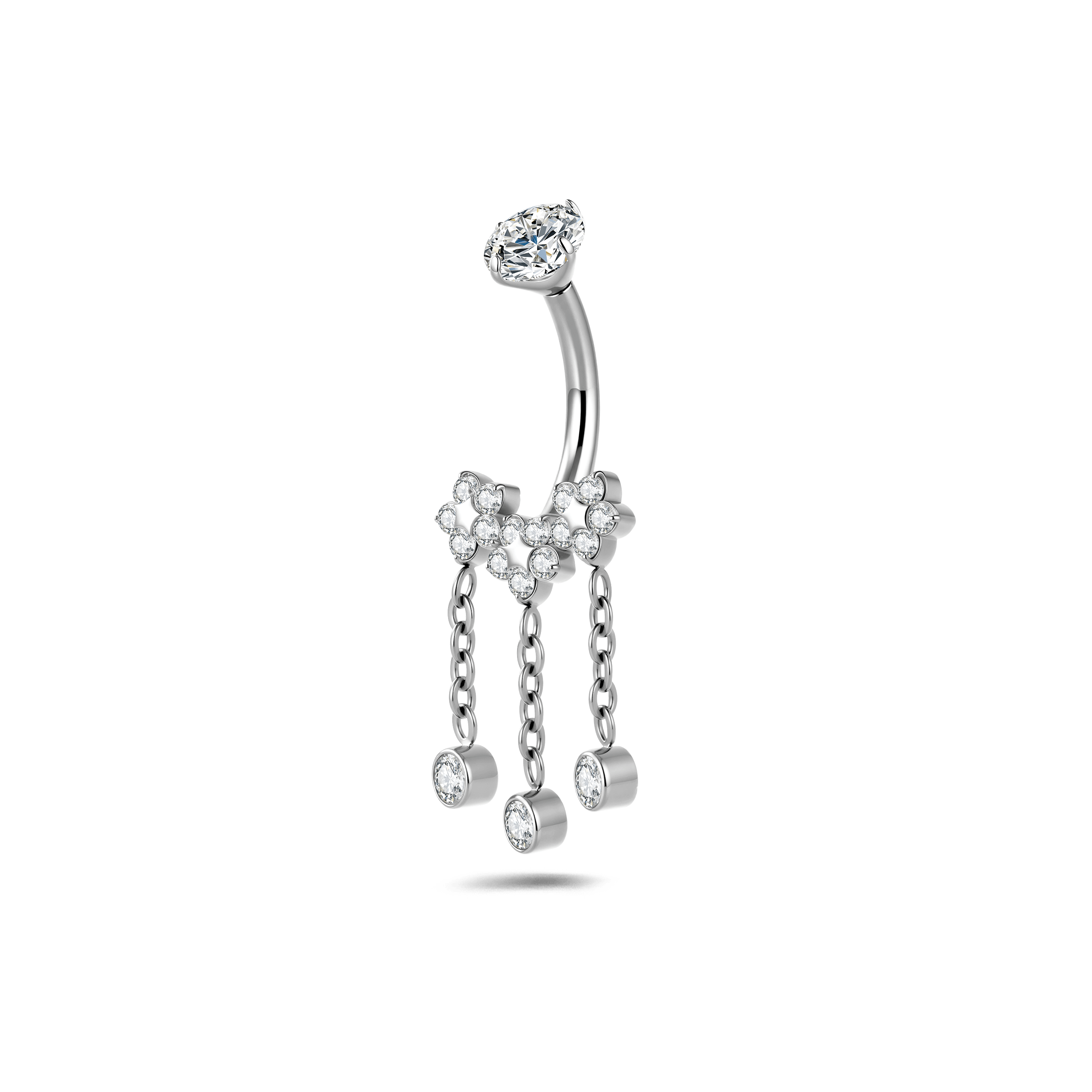 Piercing ombelico tre fiori in argento - NovaNavel®