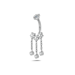 Piercing ombelico tre fiori in argento - NovaNavel®