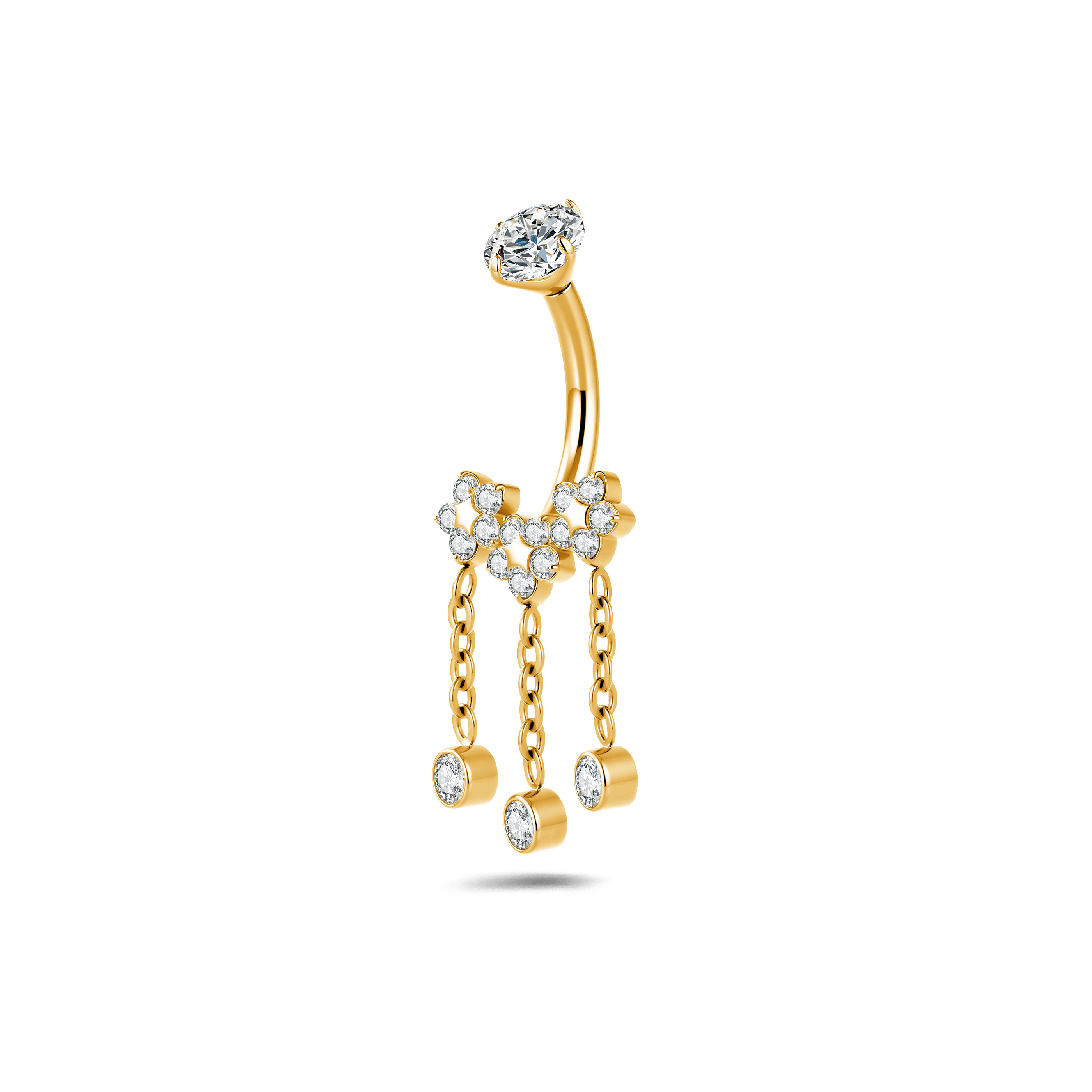 Piercing ombelico tre fiori in oro - NovaNavel®