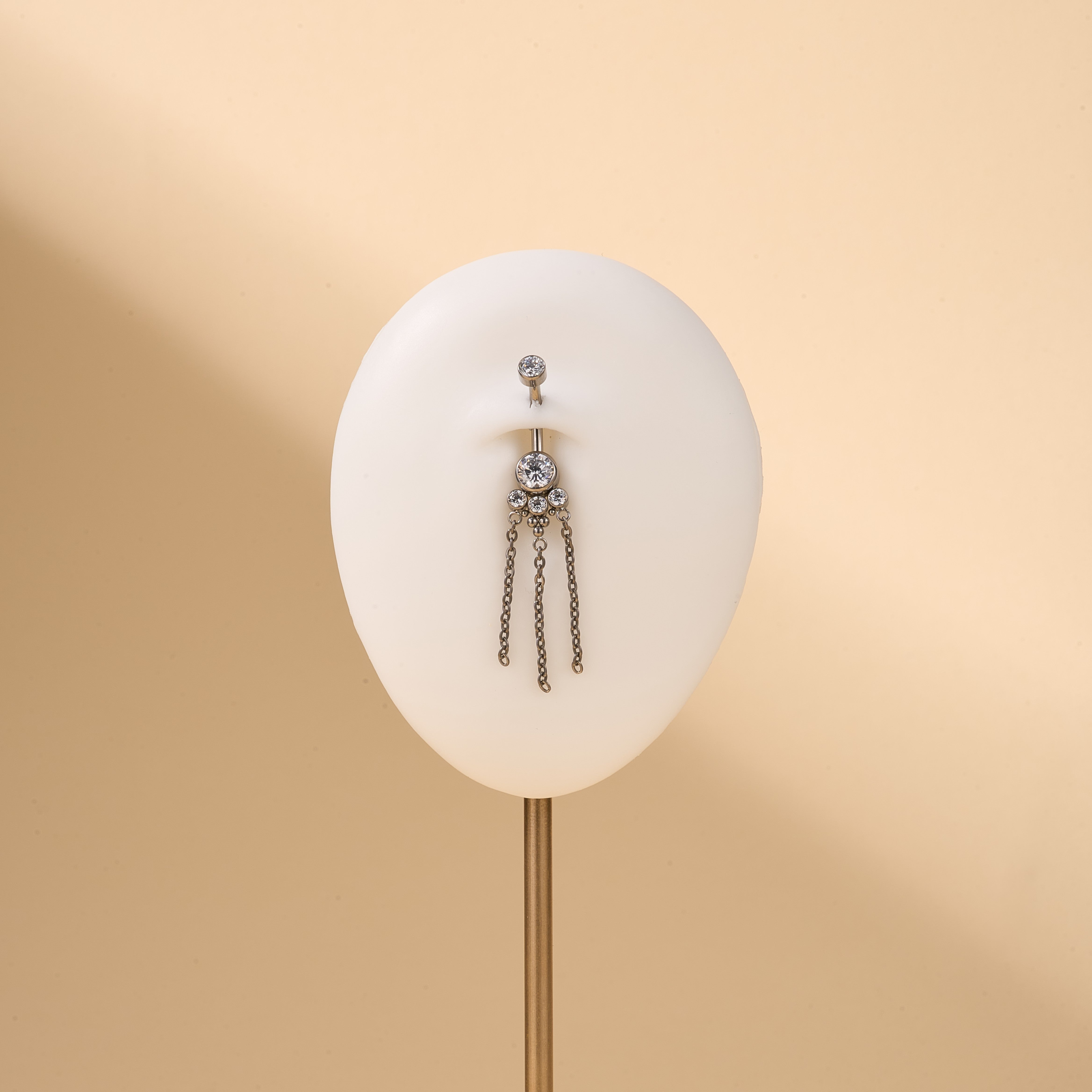 Piercing ombelico tripla catenina bianca in argento - NovaNavel