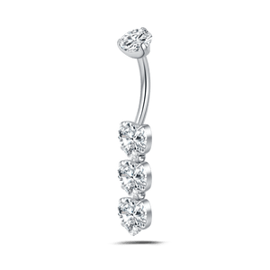 Piercing ombelico triplo cuore in argento - NovaNavel