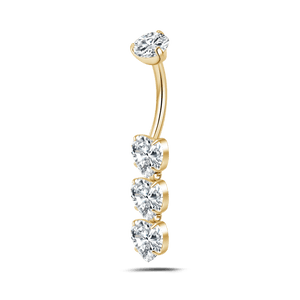 Piercing ombelico triplo cuore in oro - NovaNavel