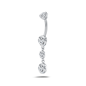 Piercing ombelico triplo diamante in argento - NovaNavel