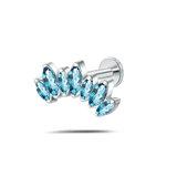 Piercing orecchio corona delux azzurra in argento - NovaNavel
