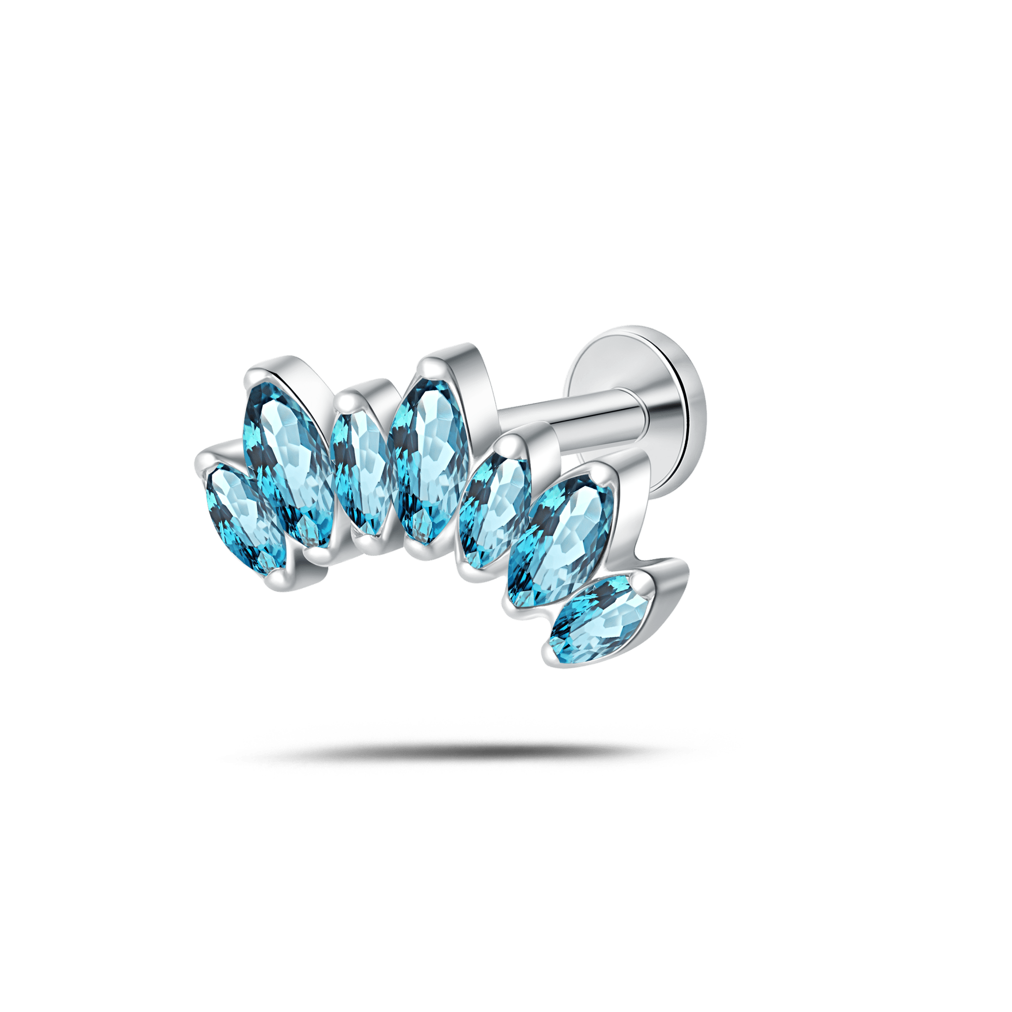 Piercing orecchio corona delux azzurra in argento - NovaNavel
