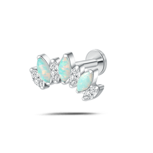 Piercing orecchio corona delux bianco opale in argento - NovaNavel