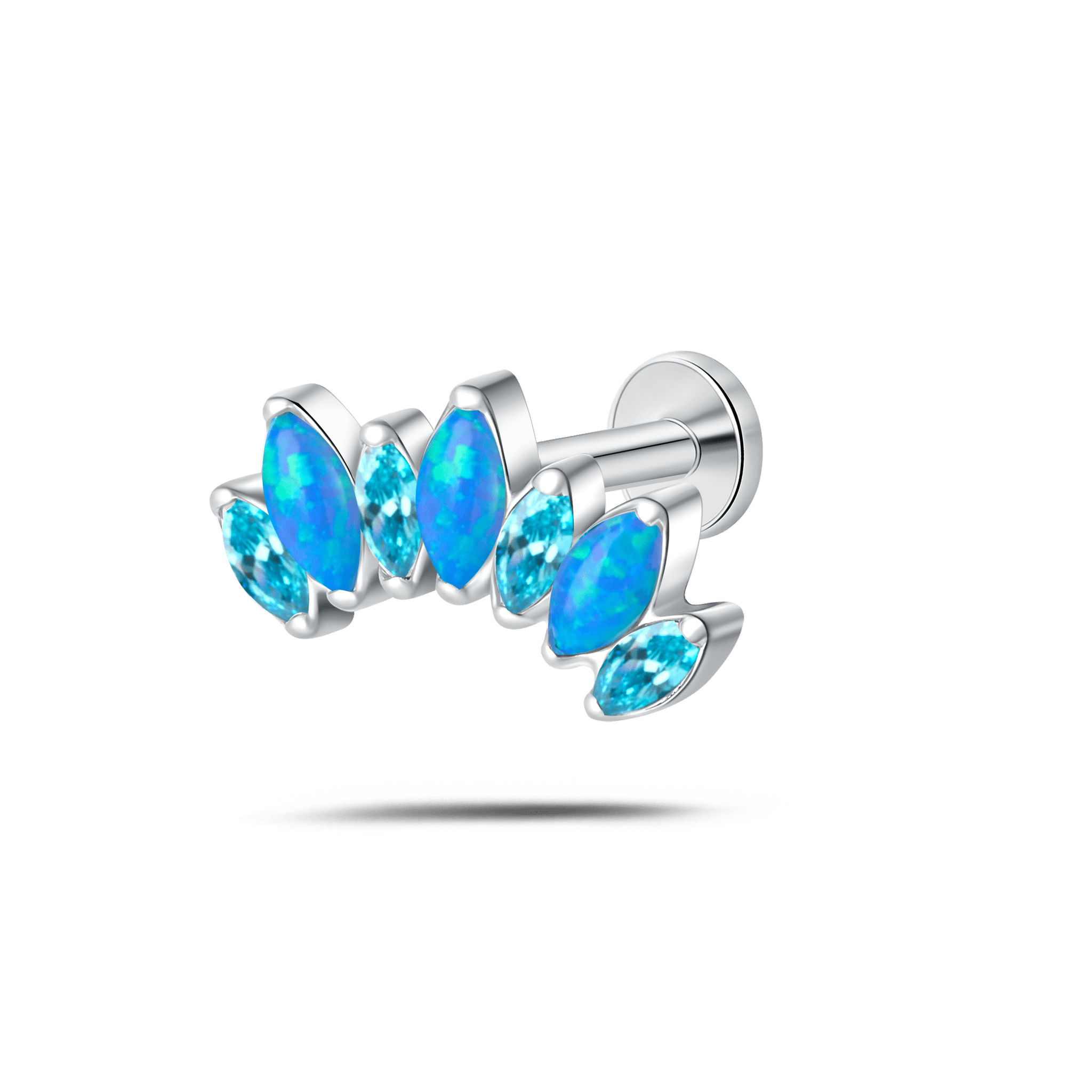 Piercing orecchio corona delux blu opale in argento - NovaNavel