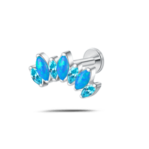 Piercing orecchio corona delux blu opale in argento - NovaNavel