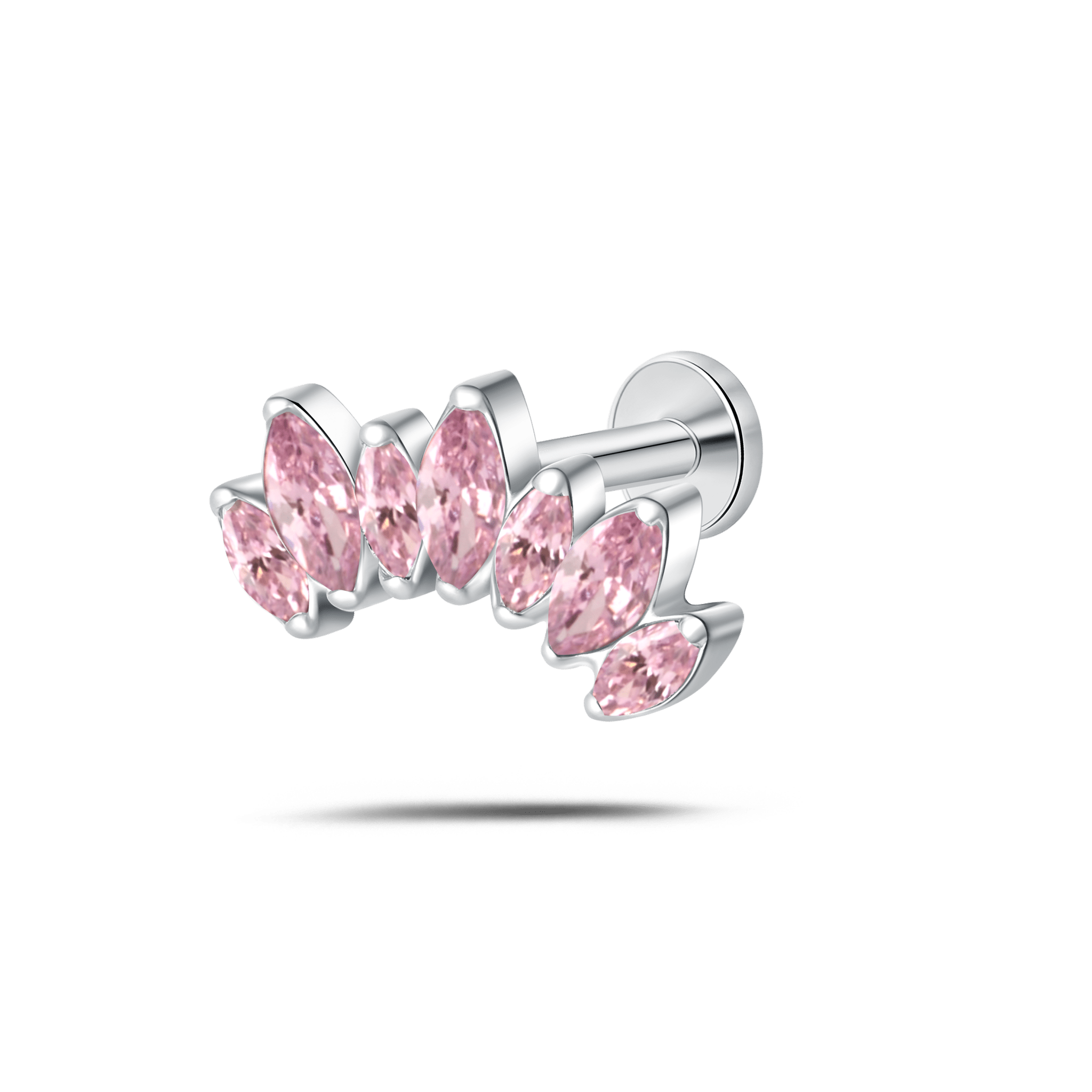 Piercing orecchio corona delux rosa in argento - NovaNavel