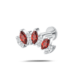 Piercing orecchio corona delux rossa e bianca in argento - NovaNavel