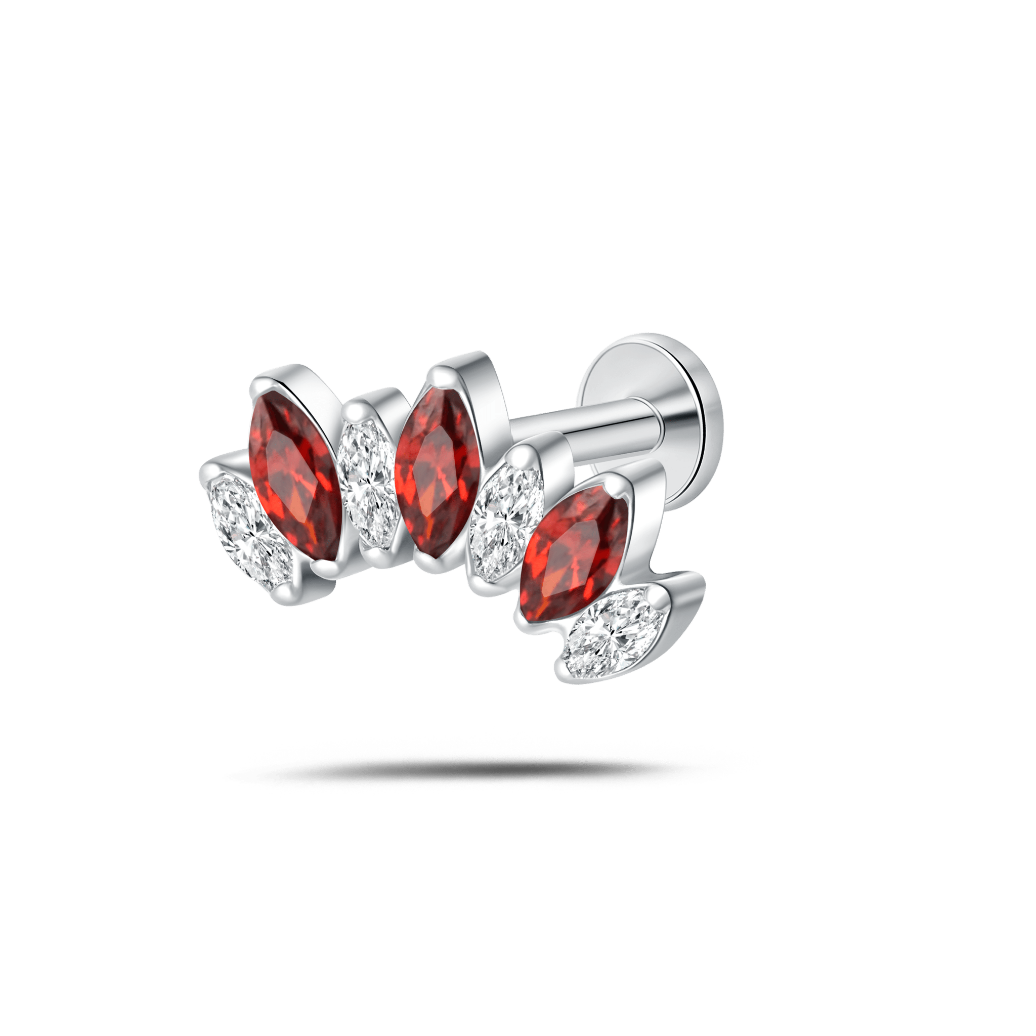 Piercing orecchio corona delux rossa e bianca in argento - NovaNavel