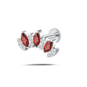 Piercing orecchio corona delux rossa e bianca in argento - NovaNavel