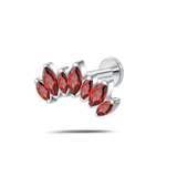 Piercing orecchio corona delux rossa in argento - NovaNavel