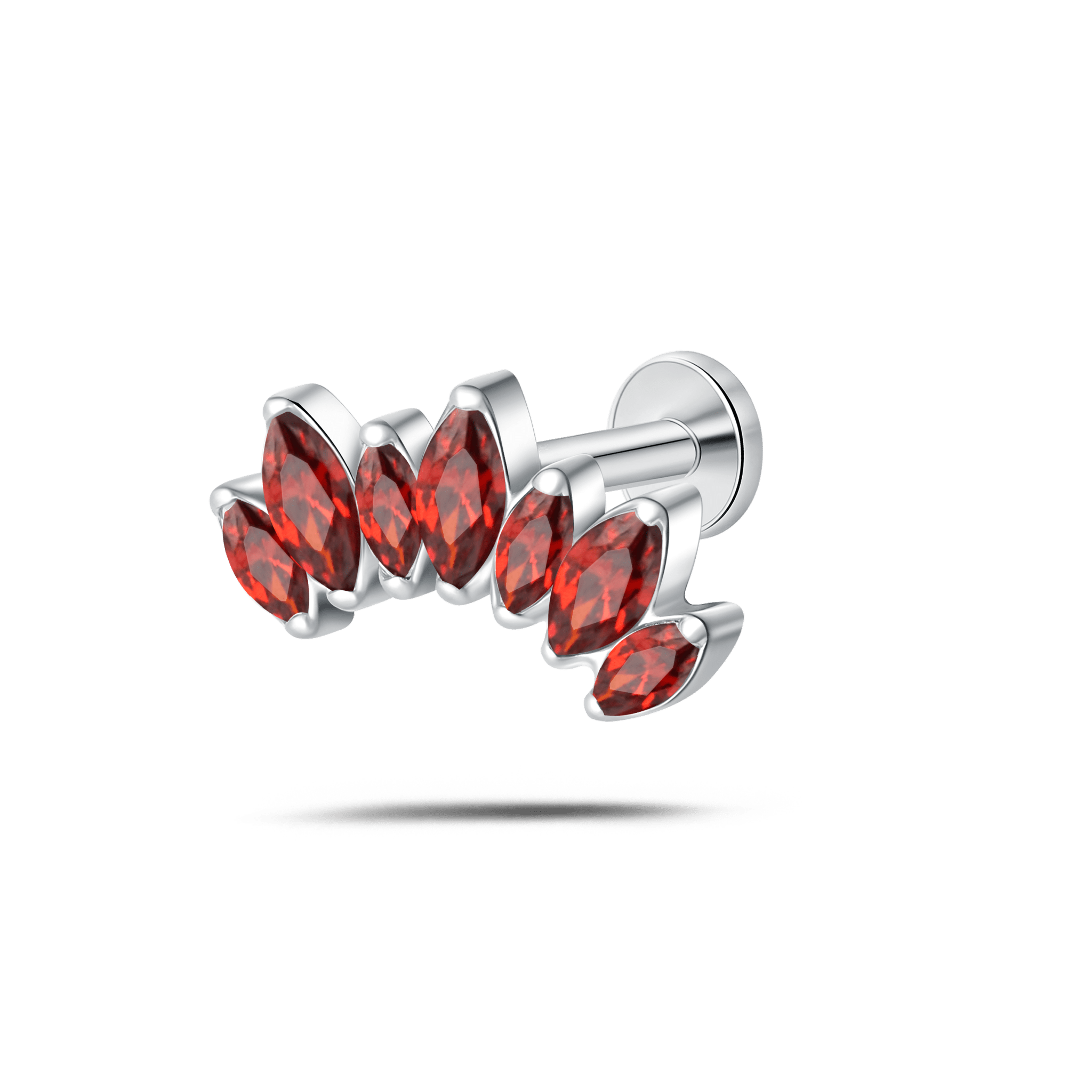 Piercing orecchio corona delux rossa in argento - NovaNavel