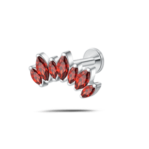 Piercing orecchio corona delux rossa in argento - NovaNavel