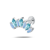 Piercing orecchio corona delux sky blue in argento - NovaNavel