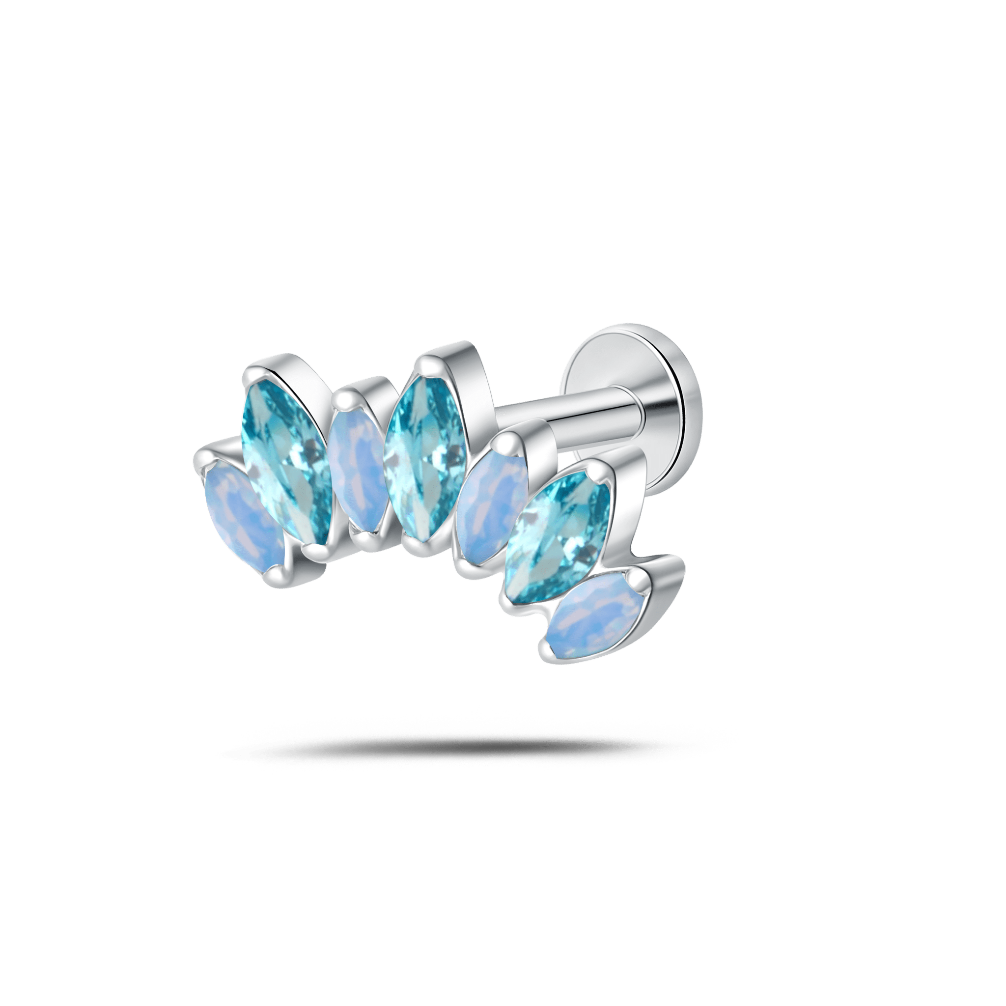 Piercing orecchio corona delux sky blue in argento - NovaNavel