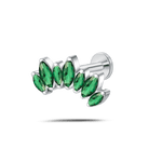 Piercing orecchio corona delux verde in argento - NovaNavel