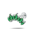 Piercing orecchio corona delux verde in argento - NovaNavel