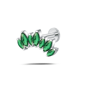 Piercing orecchio corona delux verde in argento - NovaNavel
