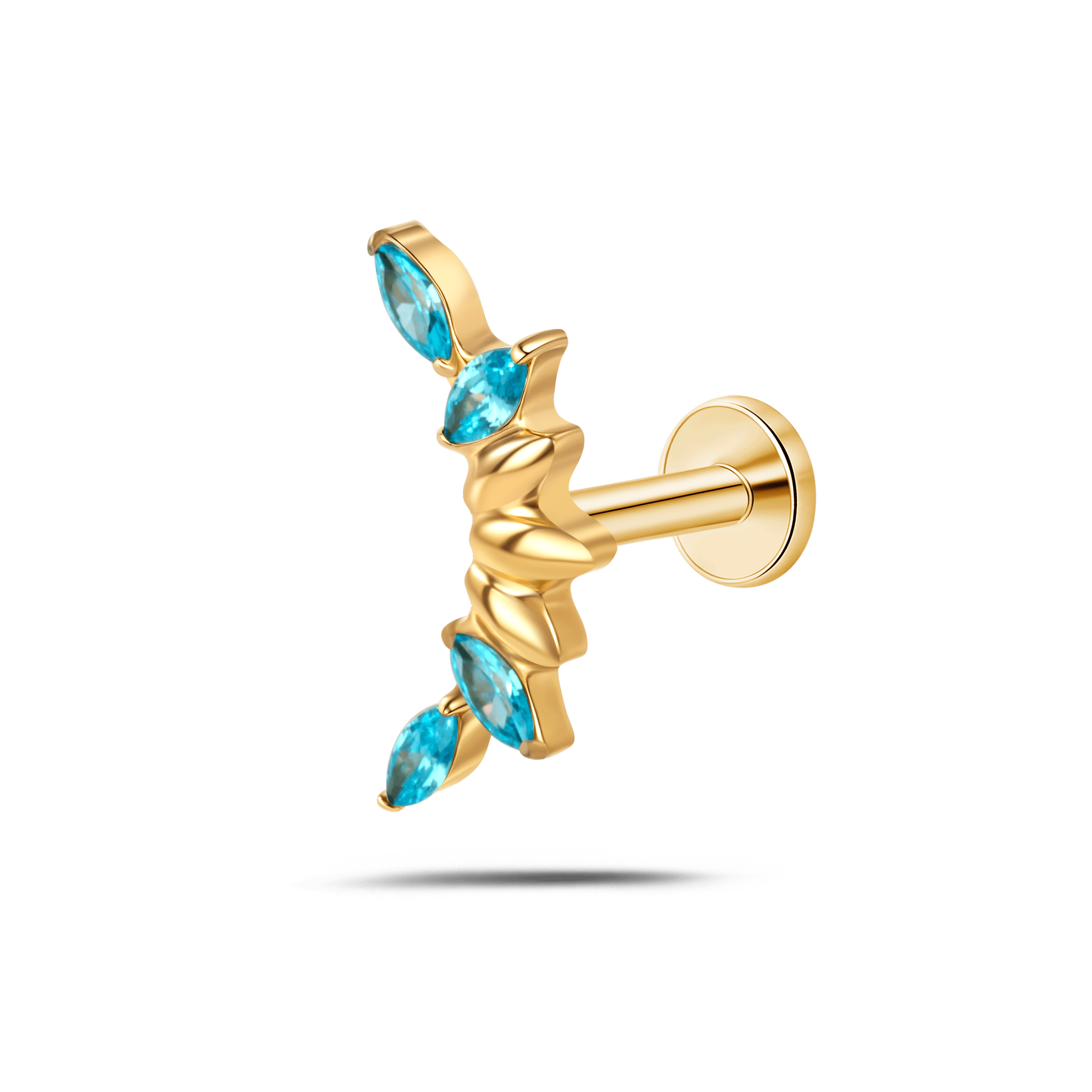 Piercing orecchio corona incanto azzurra in oro - NovaNavel