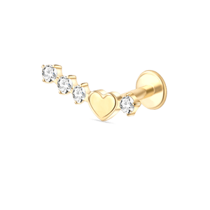 Piercing orecchio cuore con cristalli bianco in oro - NovaNavel