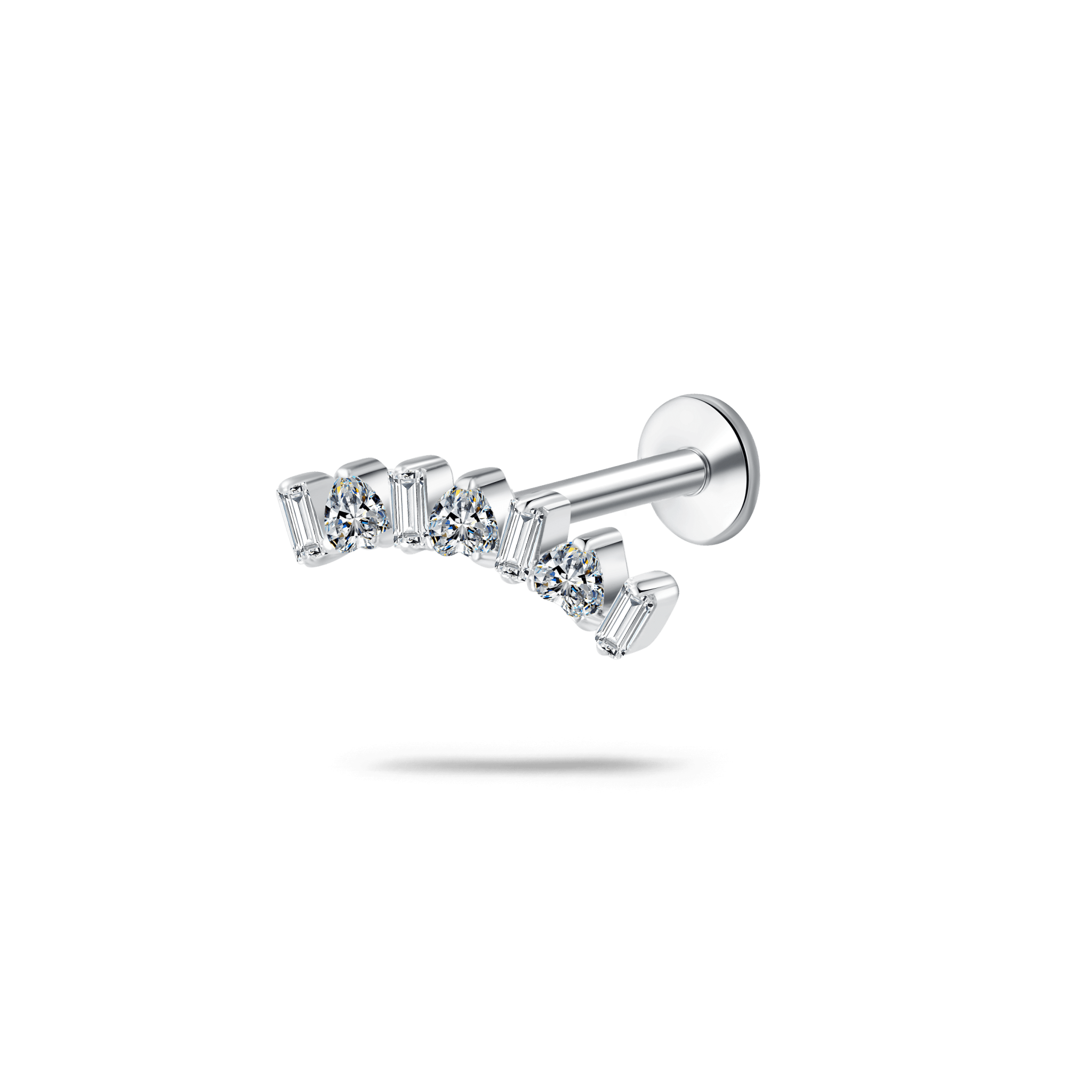 Piercing orecchio cuore cristallino in argento - NovaNavel