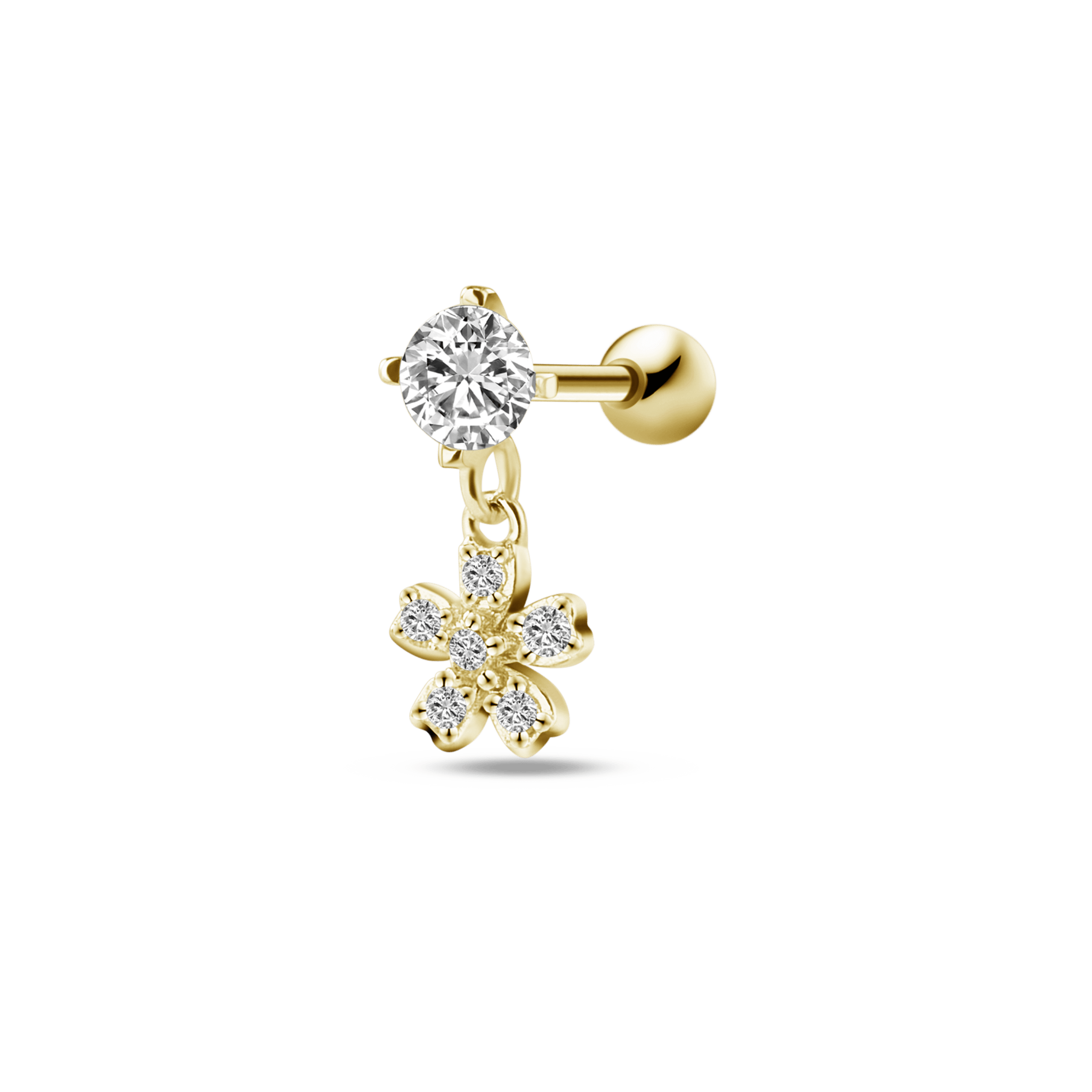 Piercing orecchio fiore pendente in oro - NovaNavel