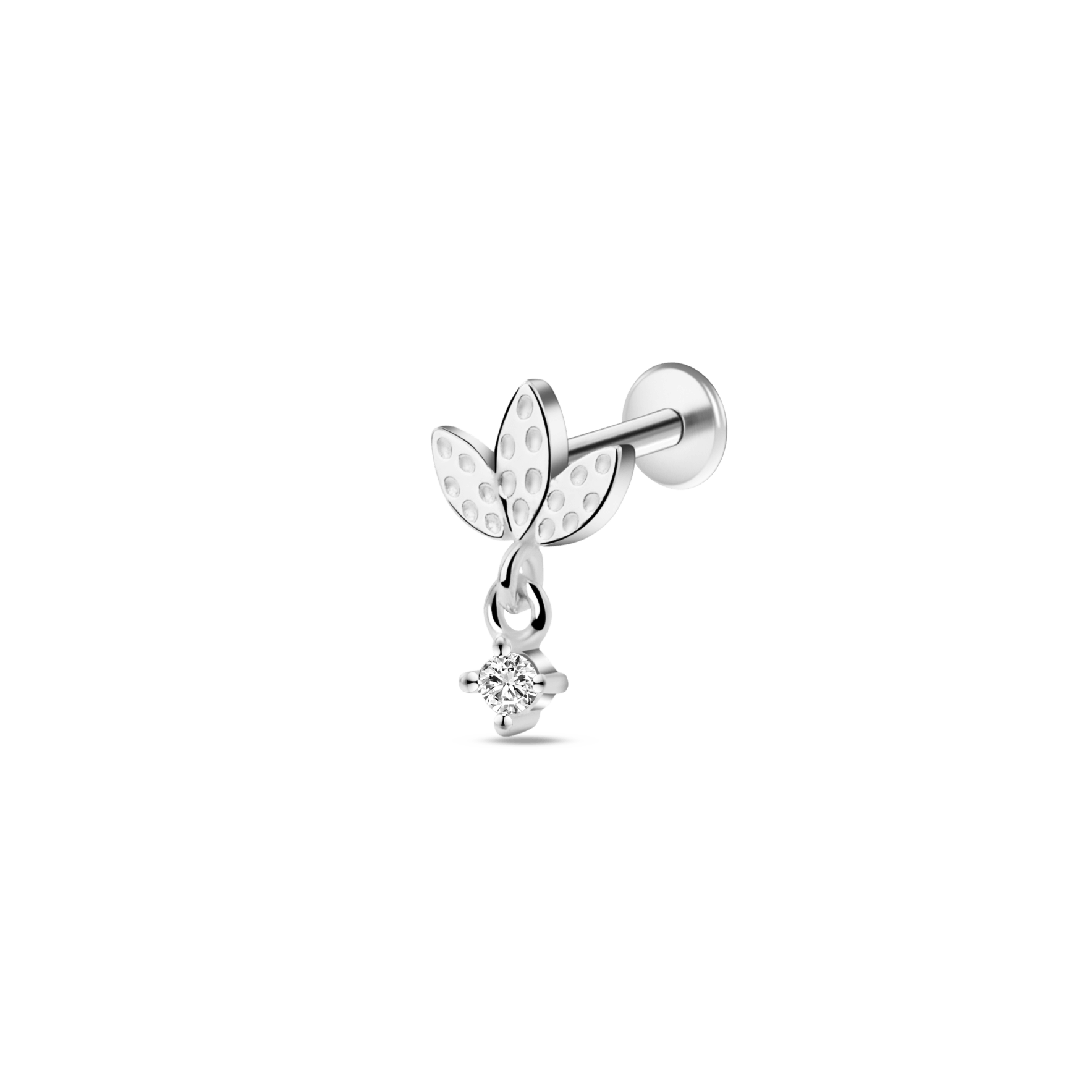 Piercing orecchio foglia in argento - NovaNavel