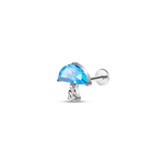 Piercing orecchio fungo azzurro in argento - NovaNavel