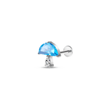 Piercing orecchio fungo azzurro in argento - NovaNavel