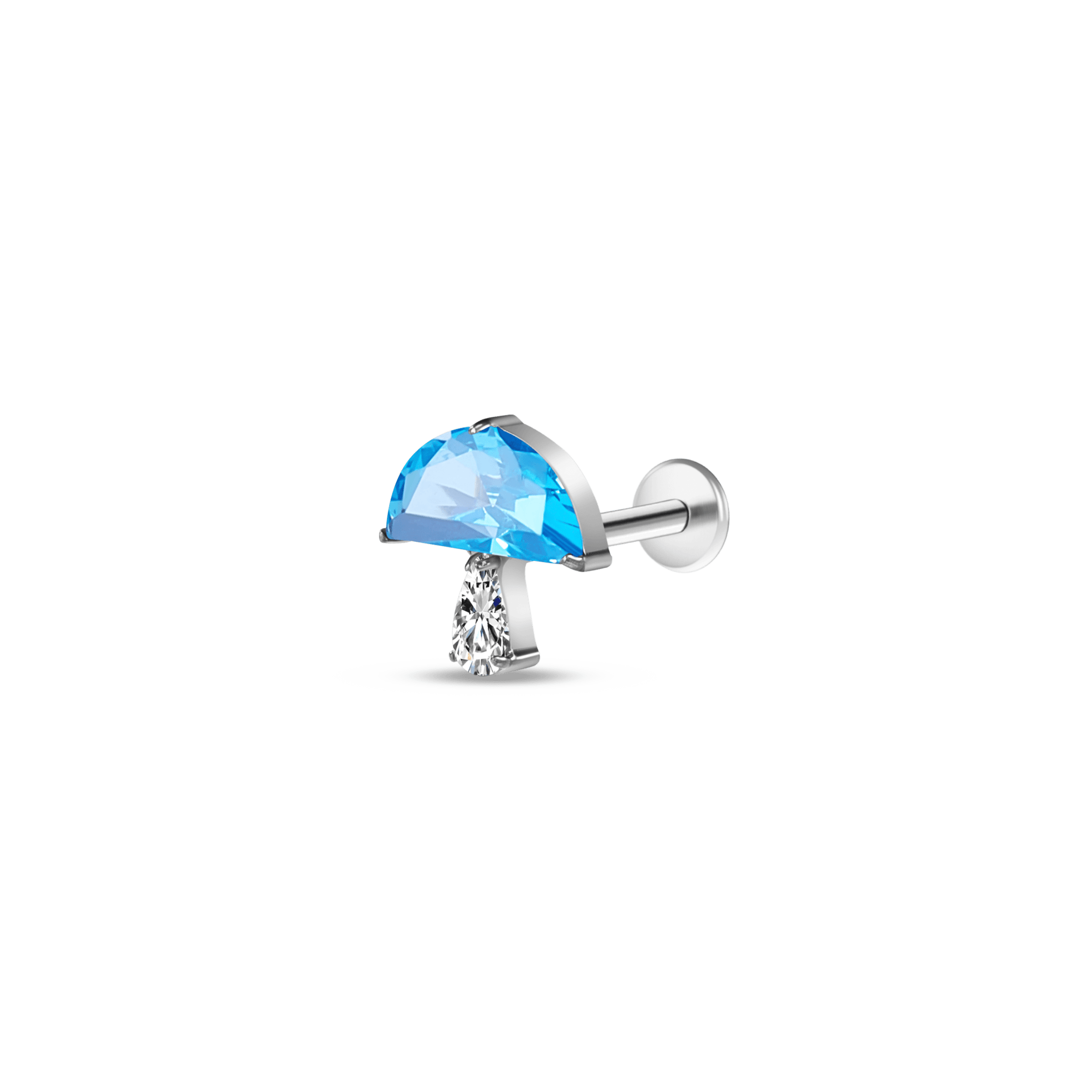 Piercing orecchio fungo azzurro in argento - NovaNavel