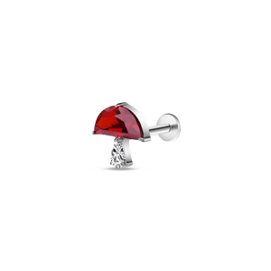Piercing orecchio fungo rosso in argento - NovaNavel