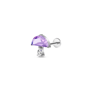 Piercing orecchio fungo viola in argento - NovaNavel