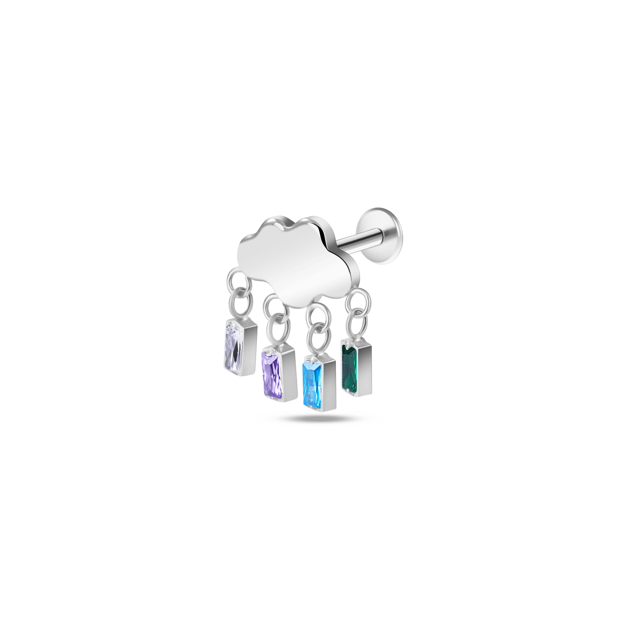 Piercing orecchio nuvola arcobaleno in argento - NovaNavel
