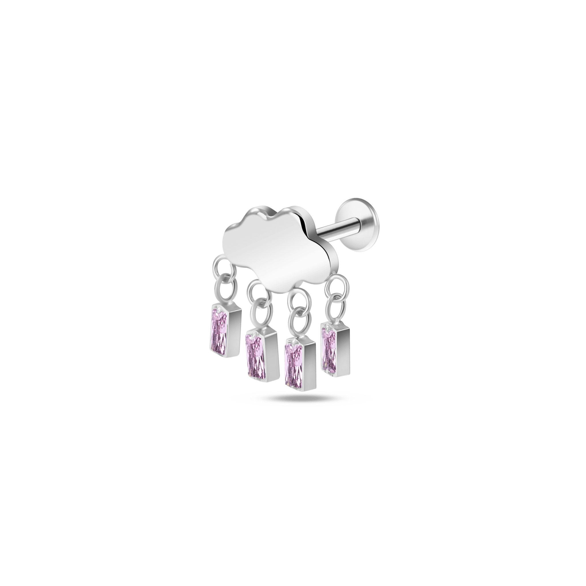 Piercing orecchio nuvola rosa in argento - NovaNavel