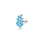 Piercing orecchio ramo fiorito azzurro in argento - NovaNavel