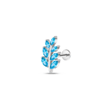 Piercing orecchio ramo fiorito azzurro in argento - NovaNavel