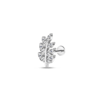 Piercing orecchio ramo fiorito bianco in argento - NovaNavel