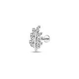 Piercing orecchio ramo fiorito bianco in argento - NovaNavel