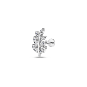 Piercing orecchio ramo fiorito bianco in argento - NovaNavel
