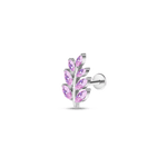 Piercing orecchio ramo fiorito rosa in argento - NovaNavel