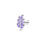 Piercing orecchio ramo fiorito viola in argento - NovaNavel