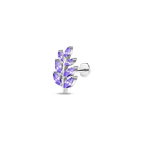 Piercing orecchio ramo fiorito viola in argento - NovaNavel